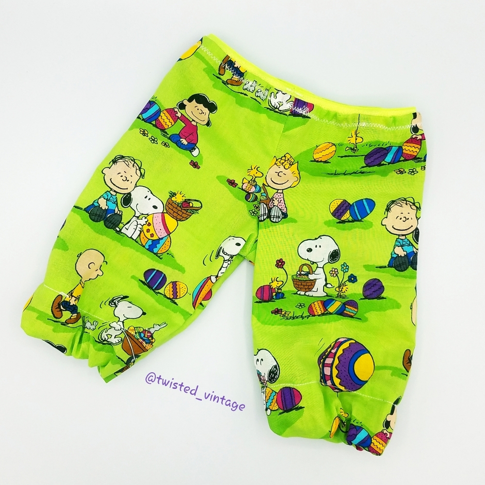 Handmade Easter Charlie Brown Snoopy Pants Joggers Newborn Unisex Lime Green